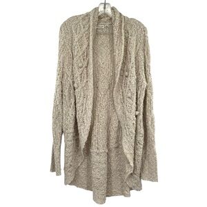 Versona Oatmeal Open Front Loose Knit Long Cardigan Sweater